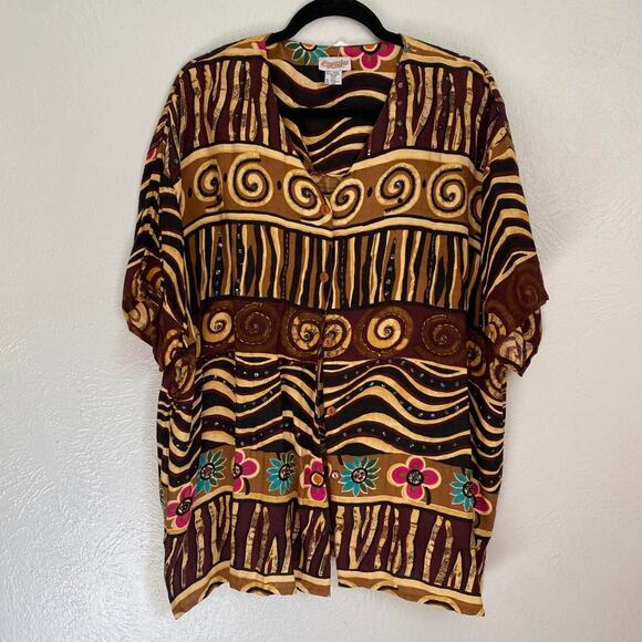 Vintage beaded button top - Picture 1 of 7